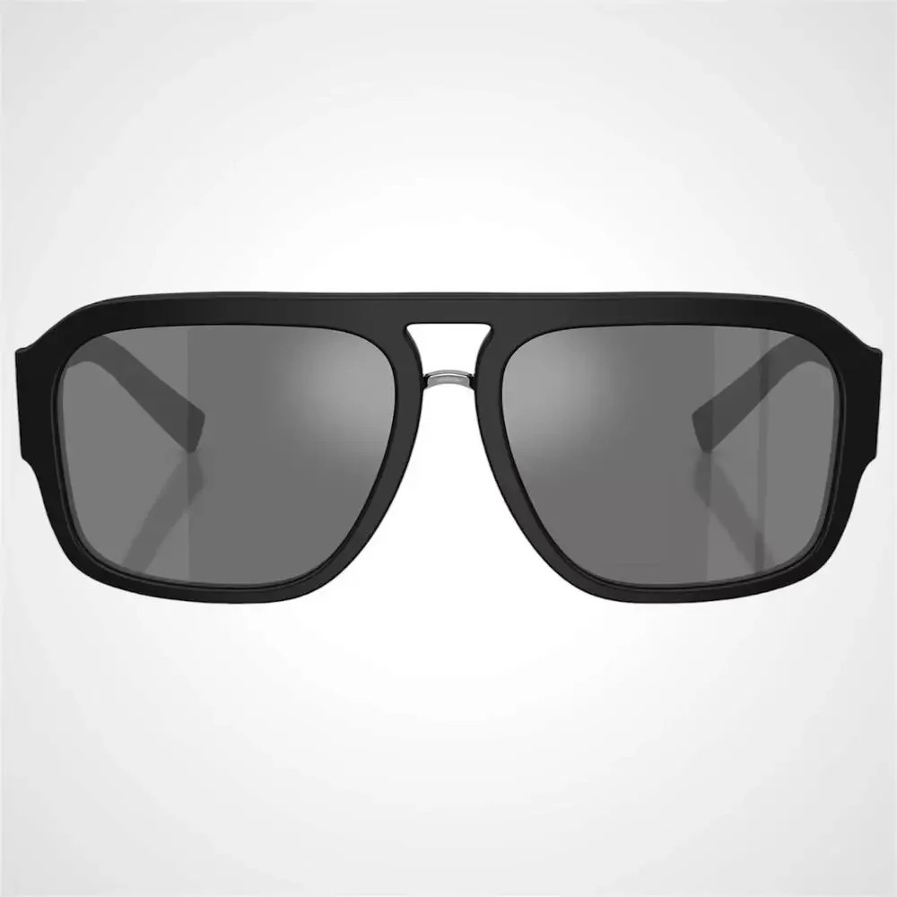 New Dolce & Gabbana Sunglasses Black Matte Aviator Pilot Gray Mirror Black Lens